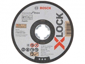 Круг отрезной 125х1.0x22.2 мм для нерж. стали X-LOCK Standard for Inox BOSCH ( прямой, подходит для всех типов УШМ)