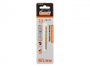 Сверло по металлу ц/х 3.5х39х70 мм HSS TIN GEPARD (нитридтитановое покрытие)