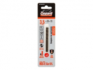 Сверло по металлу ц/х 3.5х39х70 мм HSS-Co, комплект из 2-х шт GEPARD (кобальт 5%)