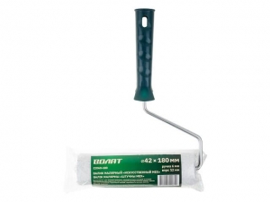 Валик "ИСКУССТВЕННЫЙ МЕХ" 42-180мм с ручкой 6мм ВОЛАТ (Для работы с водоэмульсионными красками, акриловыми эмалями, грунтовками на основе акрил)