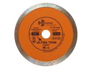 Алмазный круг 76х8х10мм по керамике сплошн.ультратонкий Hot Press (Эксперт, для мини УШМ, толщина резущей кромки 1.2мм) (Trio-Diamond)