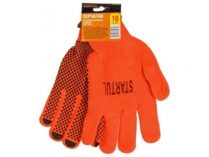 Перчатки утепленные акриловые с ворсом, ПВХ "Точка" 10 р-р, STARTUL