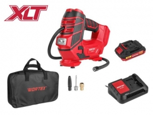 Аккум. компрессор WORTEX CTI 1811 в кор. ALL1 XLT SET 18 В, 11 бар, 12 л/мин, 1х2 А*ч, зу (18В/ 160 PSI / 11 бар / 1100 кПа, цифровой манометр, 600 мм