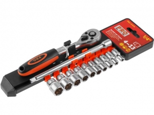 Набор головок 1/4" 4-13мм 12предм. PRO STARTUL (PRO-41414) (пласт. подвес, 6 граней)