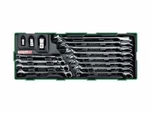 Набор-сет ключей комбинир. с перекл. трещоткой 15предм. TOPTUL